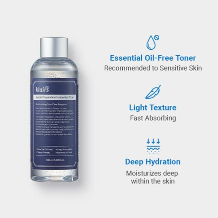 Dear Klairs Supple Preparation Unscented Moisturizing Facial Toner 180ml - Easy Pharmacy LLC