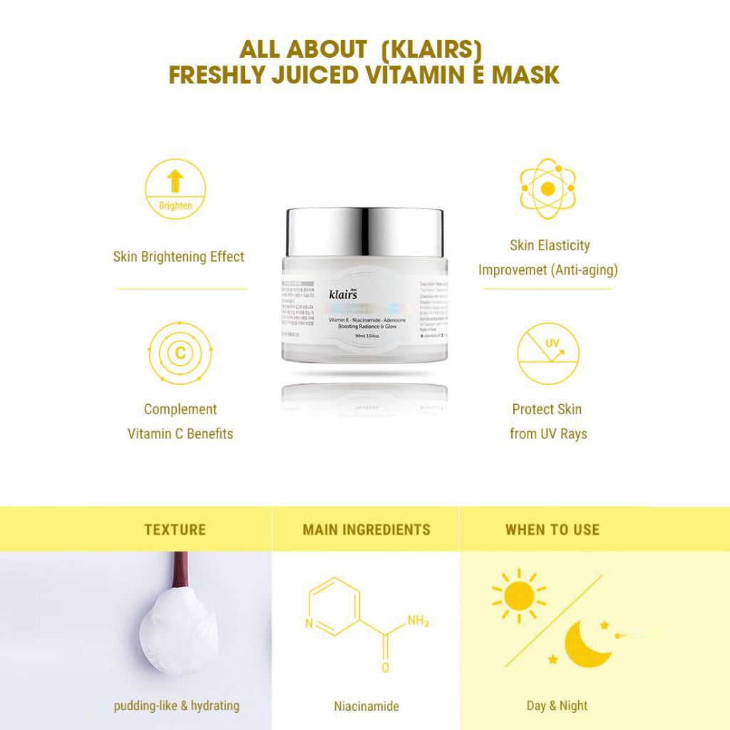 Dear Klairs Freshly Juiced Vitamin E Radiance Booster Face Mask 90ml - Easy Pharmacy LLC
