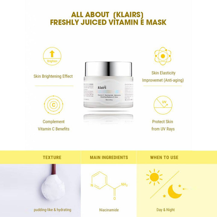 Dear Klairs Freshly Juiced Vitamin E Radiance Booster Face Mask 90ml - Easy Pharmacy LLC
