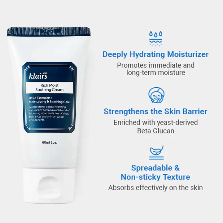 Dear Klairs Rich Moist Moisturizing & Soothing Facial Cream 60ml - Easy Pharmacy LLC