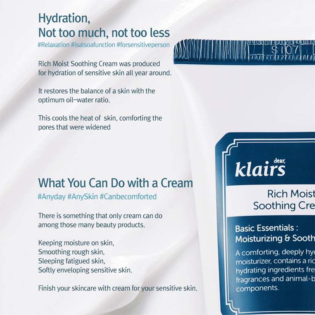 Dear Klairs Rich Moist Moisturizing & Soothing Facial Cream 60ml - Easy Pharmacy LLC