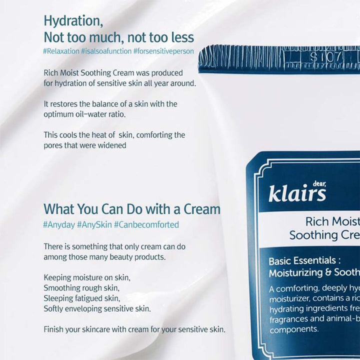 Dear Klairs Rich Moist Moisturizing & Soothing Facial Cream 60ml - Easy Pharmacy LLC