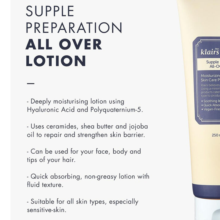 Dear Klairs Supple Preparation Moisturizing All Over Lotion 250ml - Easy Pharmacy LLC