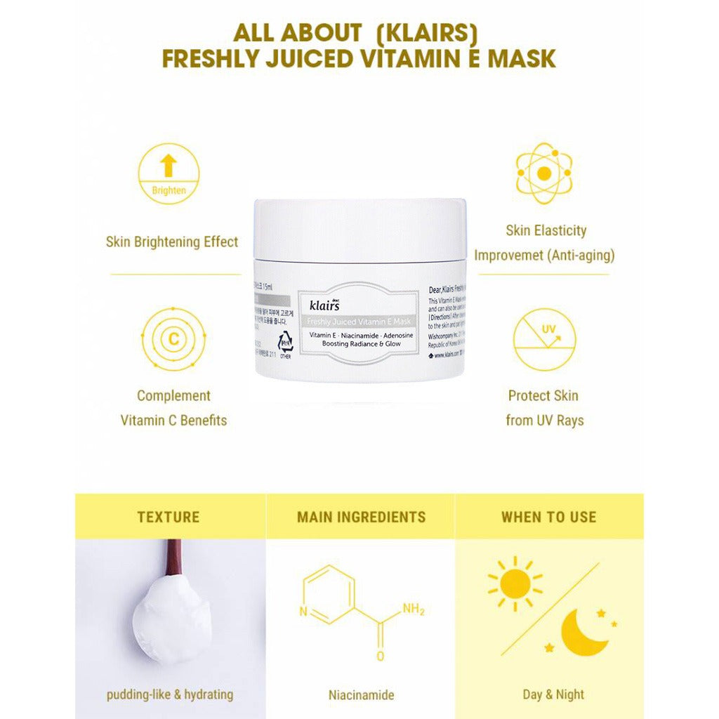 Dear Klairs Freshly Juiced Vitamin E Radiance Booster Face Mask 15ml - Easy Pharmacy LLC