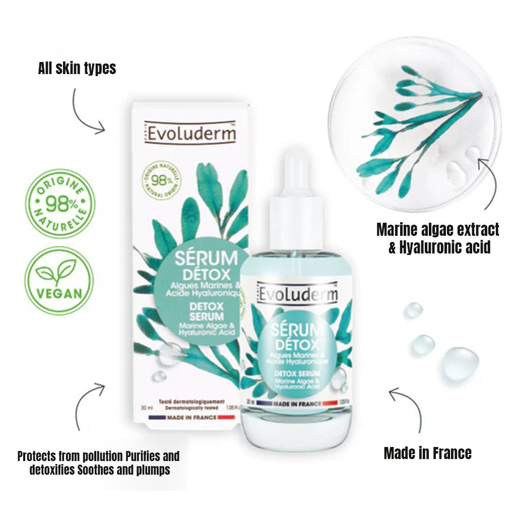 Evoluderm Detox Serum With Marine Algae & Hyaluronic Acid For Detoxifying & Hydration 30ml - Easy Pharmacy LLC