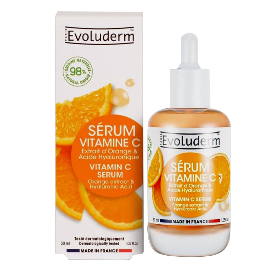 Evoluderm Vitamin C Face Serum With Orange Extract & Hyaluronic Acid For Skin Radiance & Hydration 30ml - Easy Pharmacy LLC