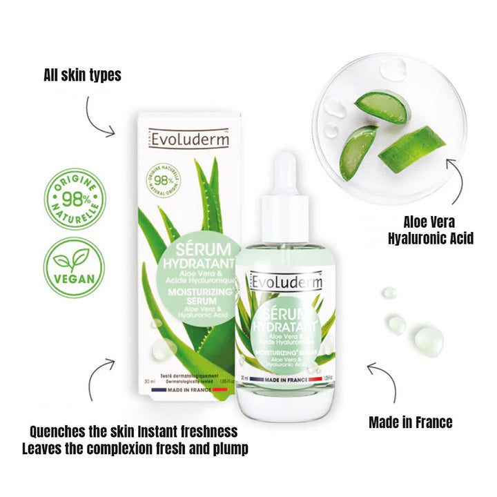 Evoluderm Moisturizing Face Serum With Aloe Vera & Hyaluronic Acid For Skin Hydration 30ml - Easy Pharmacy LLC