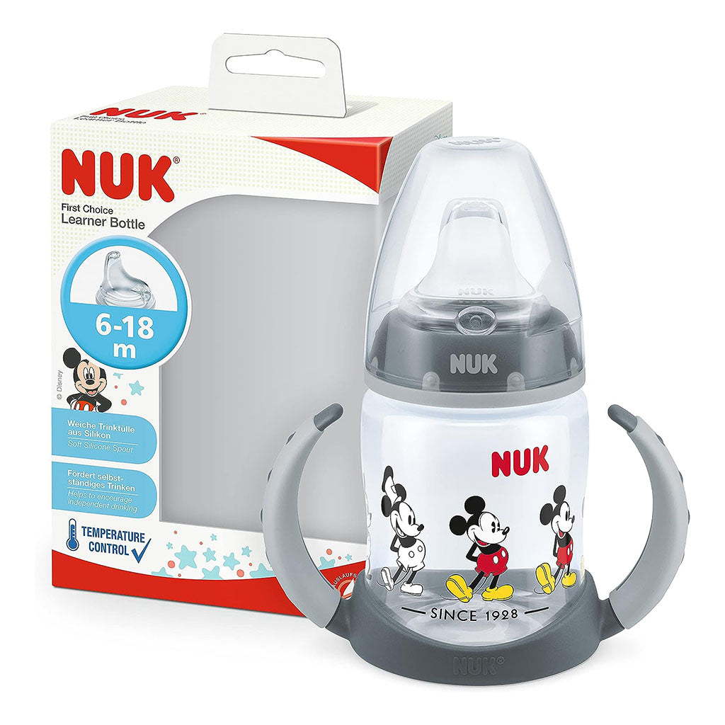 Nuk First Choice Mickey Mouse 150ml Baby Learner Bottle With Temperature Control, Pack of 1's - Easy Pharmacy LLC