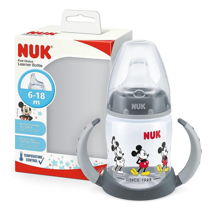 Nuk First Choice Mickey Mouse 150ml Baby Learner Bottle With Temperature Control, Pack of 1's - Easy Pharmacy LLC
