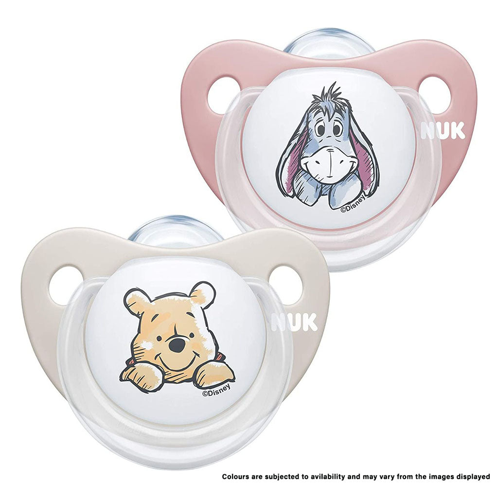 NUK Disney Winnie The Pooh Trendline Silicone Soother For 0-6 Months Baby, Assorted Pack of 2's - Easy Pharmacy LLC