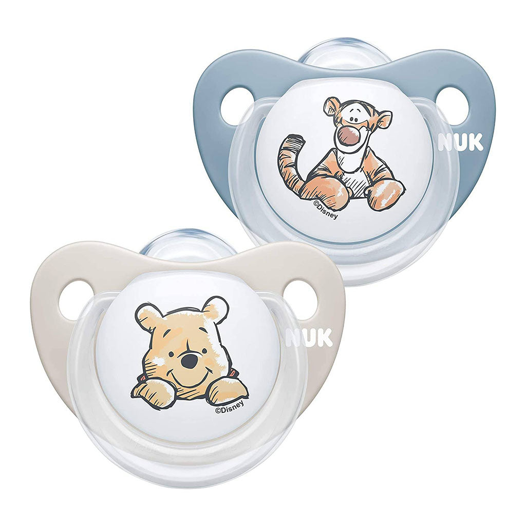 NUK Disney Winnie The Pooh Trendline Silicone Soother For 6-18 Months Baby, Pack of 2's, Assorted colures - Easy Pharmacy LLC