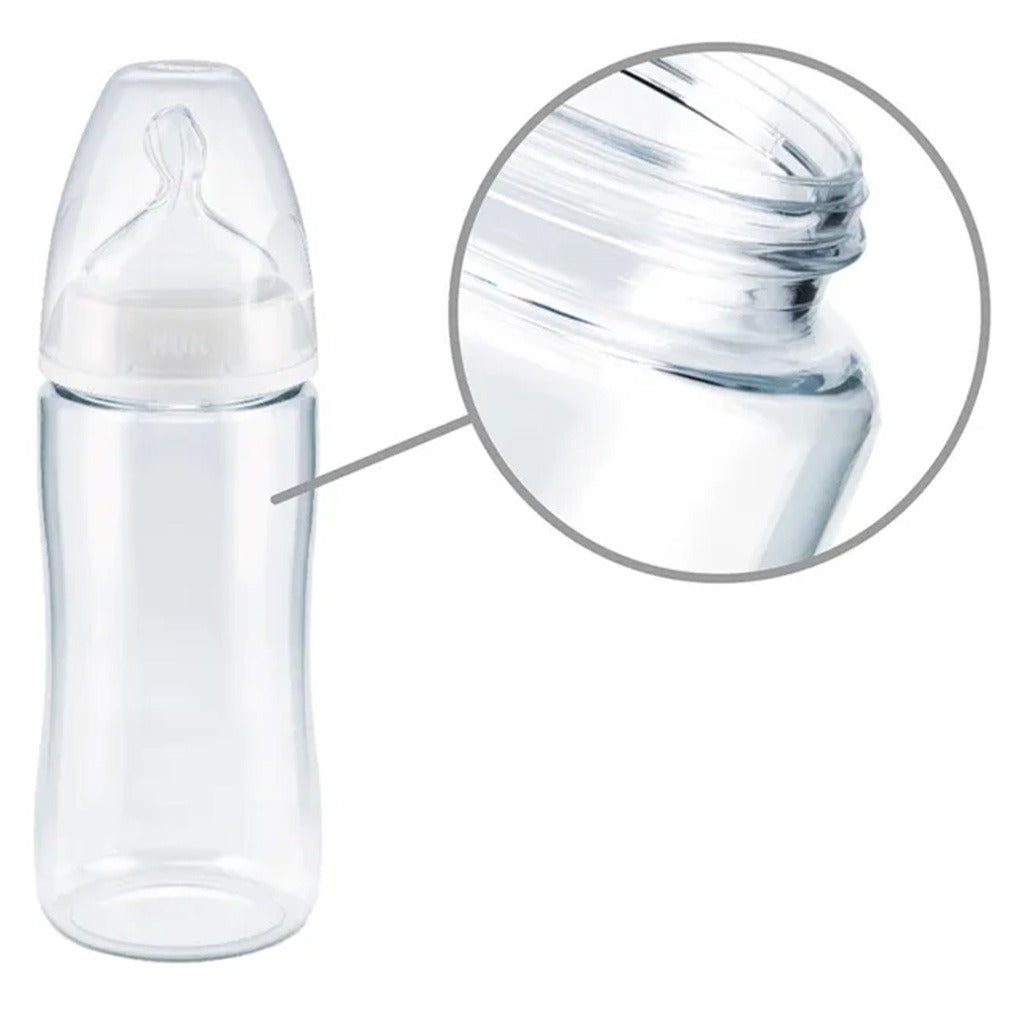 Nuk First Choice+ New Classic 240ml Baby Feeding Glass Bottle With Teat, Assorted Pack of 1's - Easy Pharmacy LLC