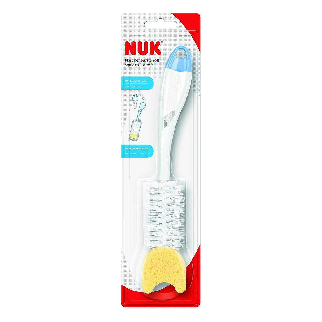 Nuk 2-In-1 Soft Baby Bottle Brush With Teat Brush And Sponge Top, Assorted Pack of 1's - Easy Pharmacy LLC