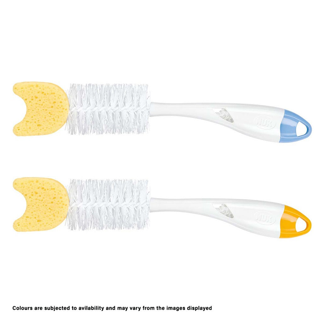Nuk 2-In-1 Soft Baby Bottle Brush With Teat Brush And Sponge Top, Assorted Pack of 1's - Easy Pharmacy LLC