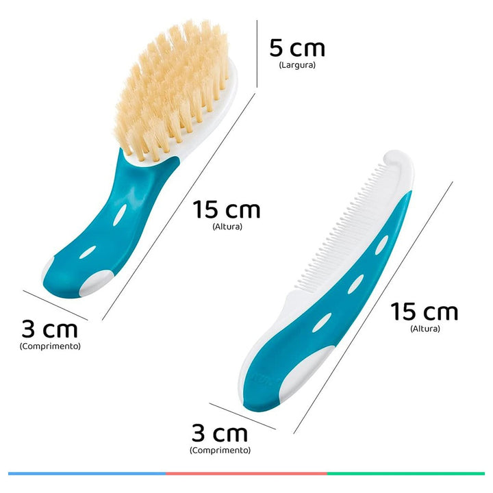Nuk Baby Hairbrush With Comb For Sensitive Baby Skin, Assorted Pack of 2 Pieces - Easy Pharmacy LLC