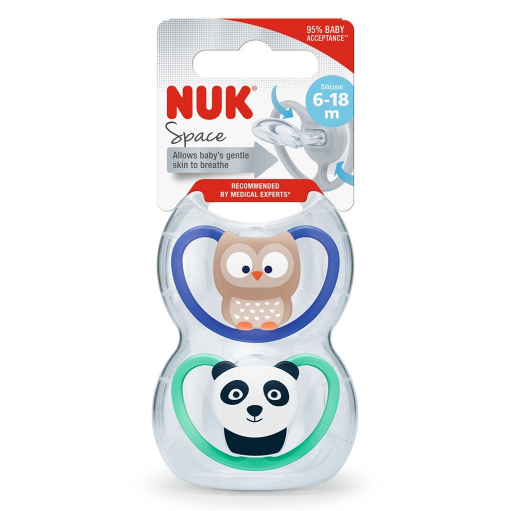 NUK Space Silicone Soothers For 6-18 Months Baby, Assorted Pack of 2's - Easy Pharmacy LLC