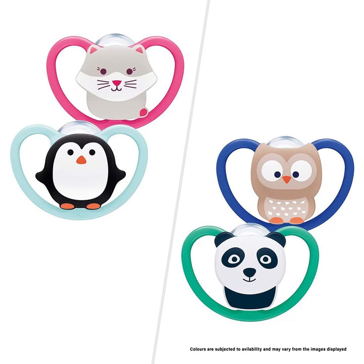 NUK Space Silicone Soothers For 6-18 Months Baby, Assorted Pack of 2's - Easy Pharmacy LLC