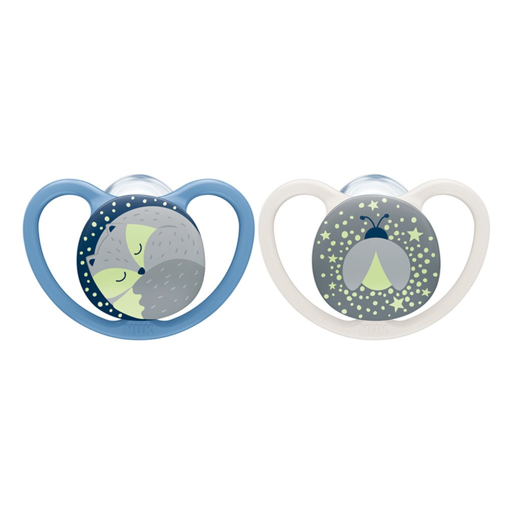 NUK Space Night Silicone Soothers For 0-6 Months Baby, Assorted Pack of 2's - Easy Pharmacy LLC