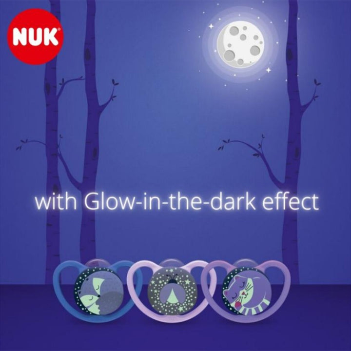 NUK Space Night Silicone Soothers For 0-6 Months Baby, Assorted Pack of 2's - Easy Pharmacy LLC