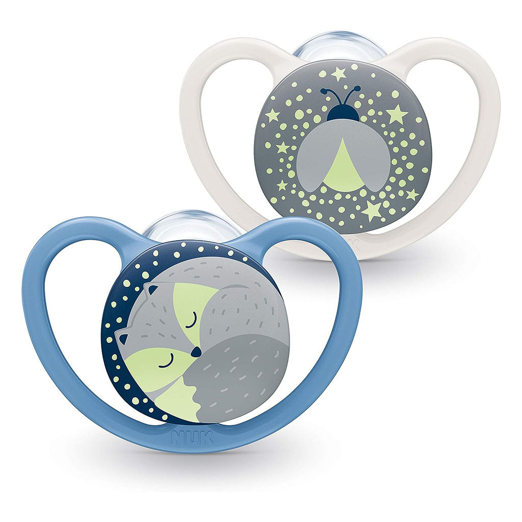 NUK Space Night Silicone Soothers For 6-18 Months Baby, Assorted Pack of 2's - Easy Pharmacy LLC