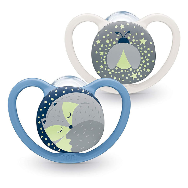 NUK Space Night Silicone Soothers For 6-18 Months Baby, Assorted Pack of 2's - Easy Pharmacy LLC