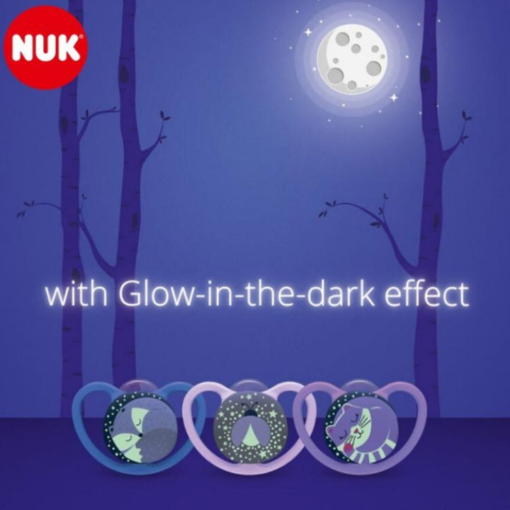 NUK Space Night Silicone Soothers For 6-18 Months Baby, Assorted Pack of 2's - Easy Pharmacy LLC
