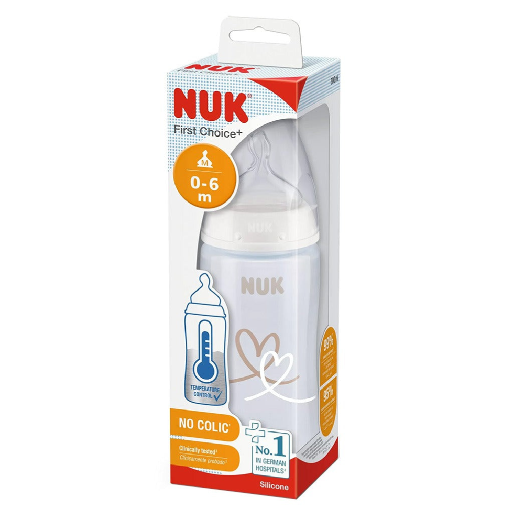 Nuk First Choice+ 300ml Anti-Colic PP Baby Feeding Bottle With Temperature Control, Assorted Pack of 1's - Easy Pharmacy LLC