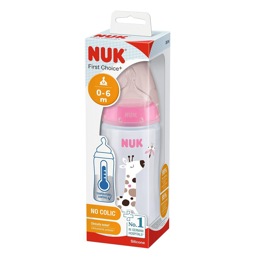Nuk First Choice+ 300ml Anti-Colic PP Baby Feeding Bottle With Temperature Control, Assorted Pack of 1's - Easy Pharmacy LLC