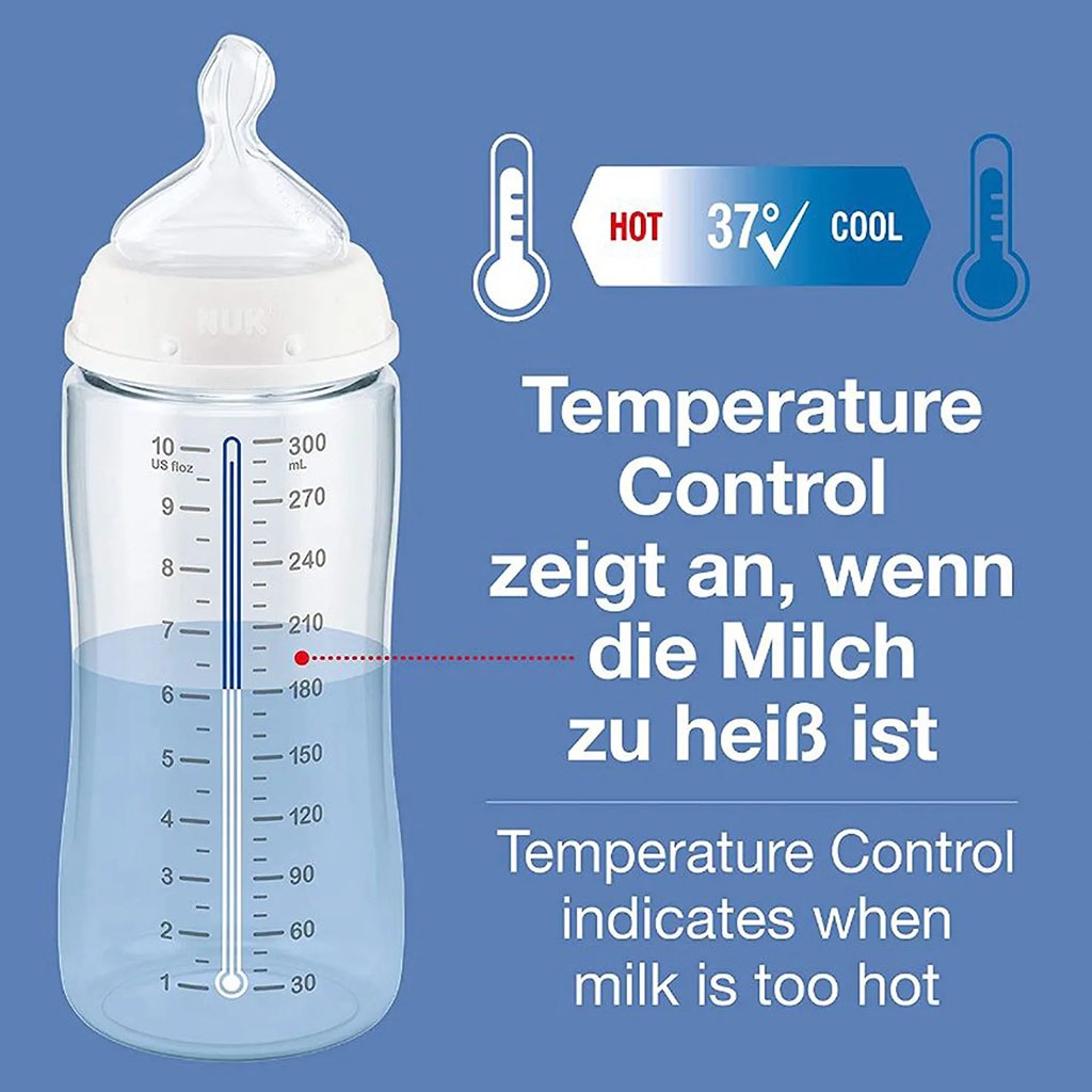 Nuk First Choice+ 300ml Anti-Colic PP Baby Feeding Bottle With Temperature Control, Assorted Pack of 1's - Easy Pharmacy LLC