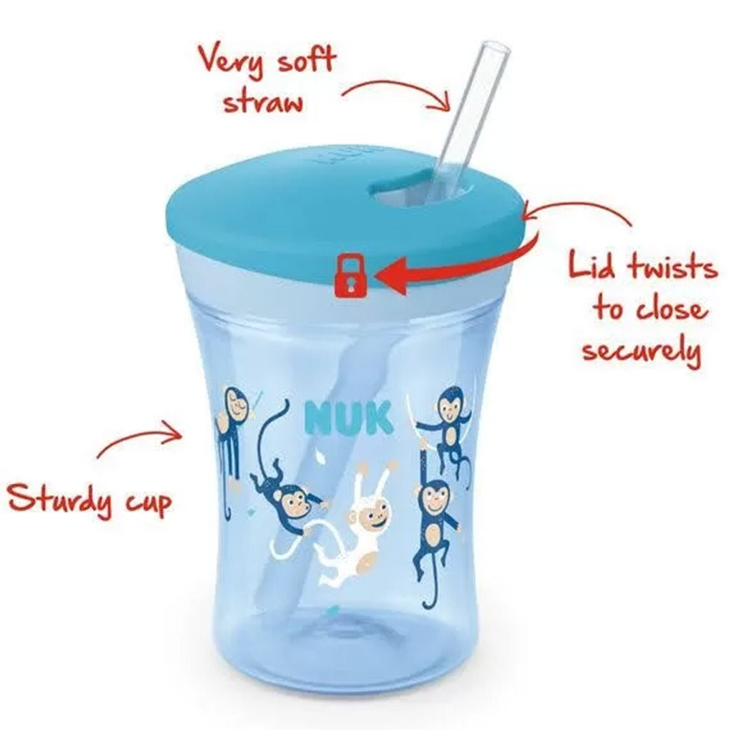 Nuk 230ml Action Cup With Soft Drinking Straw For 12 Months+ Toddler, Assorted Pack of 1's - Easy Pharmacy LLC