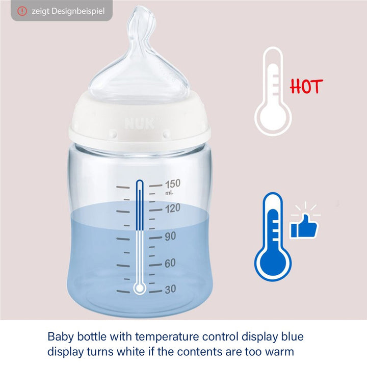 Nuk First Choice+ 120ml Anti-Colic Baby Feeding Glass Bottle With Temperature Control, Assorted Pack of 1's - Easy Pharmacy LLC