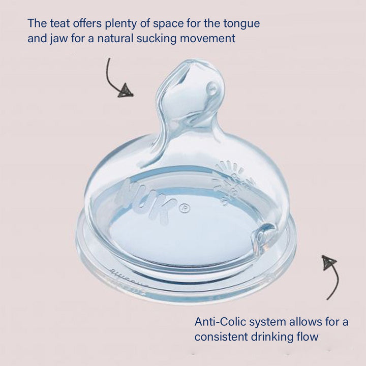 Nuk First Choice+ 120ml Anti-Colic Baby Feeding Glass Bottle With Temperature Control, Assorted Pack of 1's - Easy Pharmacy LLC