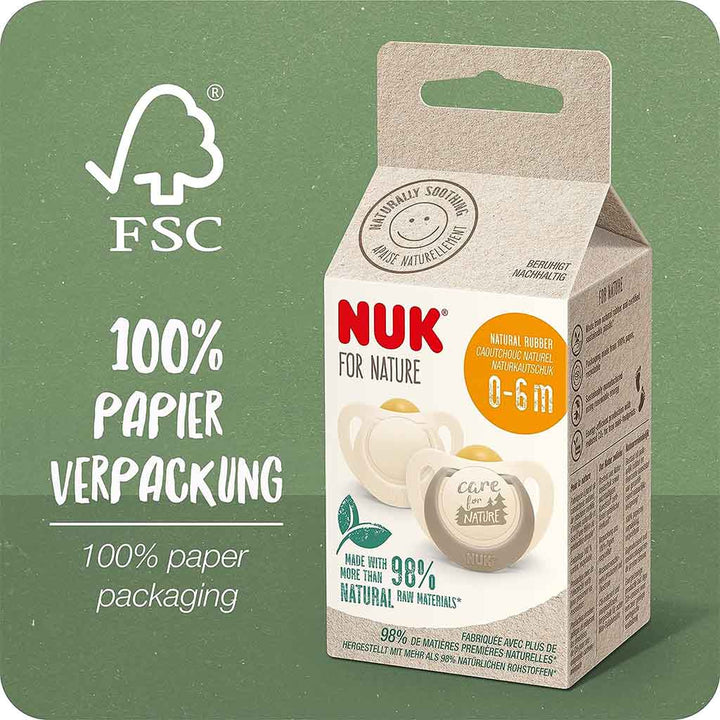 NUK For Nature 98% Natural Rubber Soothers For 0-6 Months Baby, Assorted Pack of 2's - Easy Pharmacy LLC
