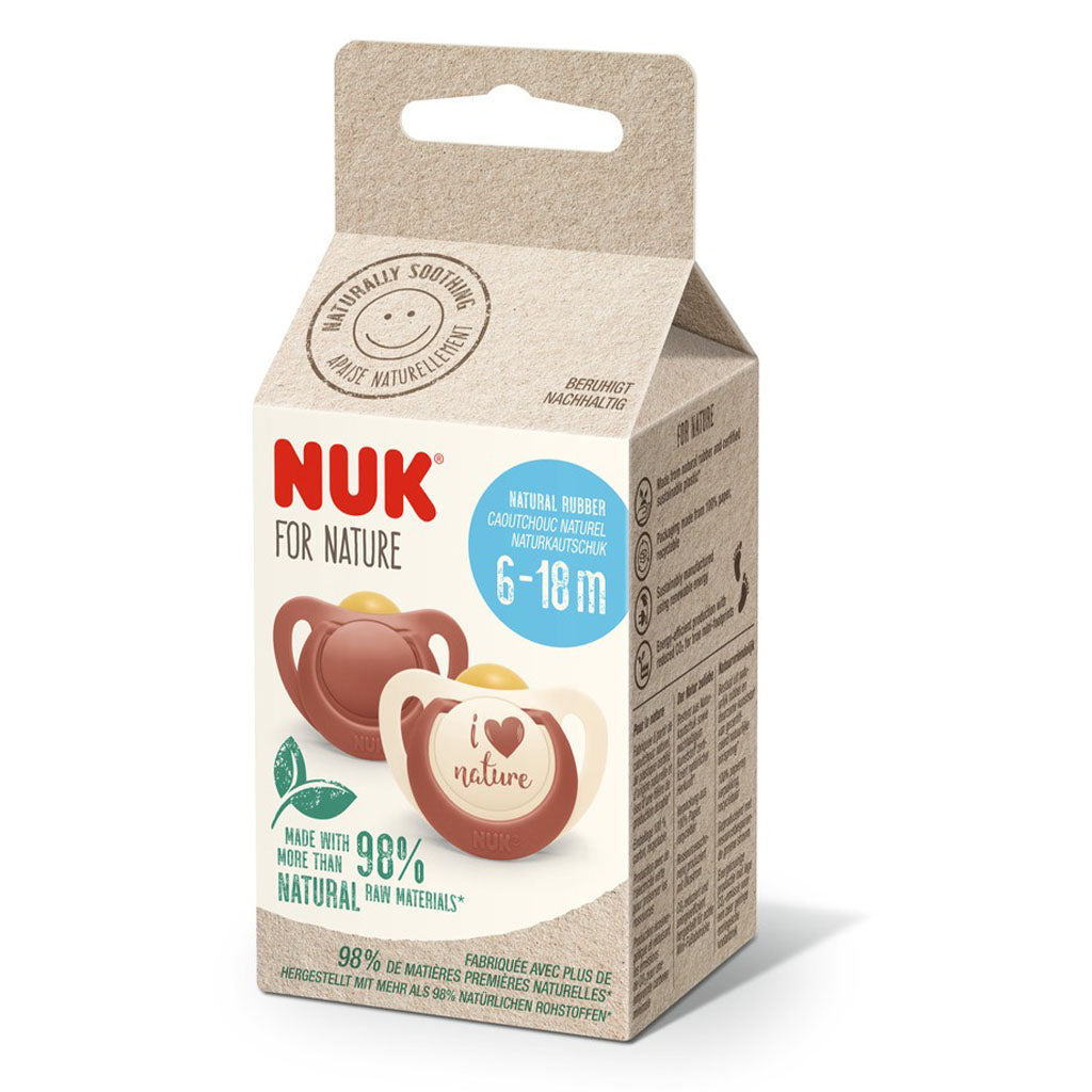 NUK For Nature 98% Natural Rubber Soothers For 6-18 Months Baby, Assorted Pack of 2's - Easy Pharmacy LLC