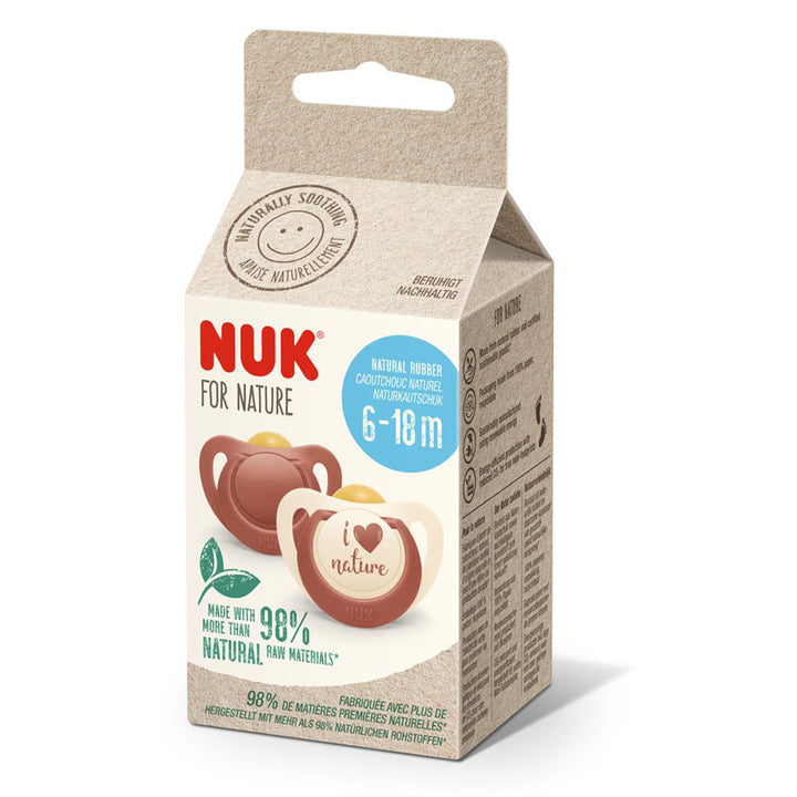 NUK For Nature 98% Natural Rubber Soothers For 6-18 Months Baby, Assorted Pack of 2's - Easy Pharmacy LLC