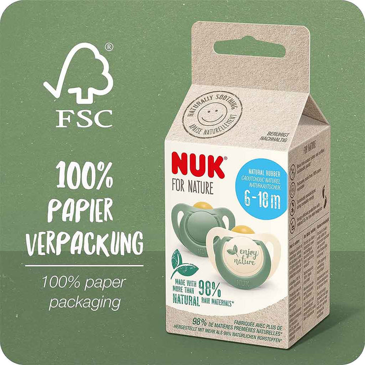 NUK For Nature 98% Natural Rubber Soothers For 6-18 Months Baby, Assorted Pack of 2's - Easy Pharmacy LLC