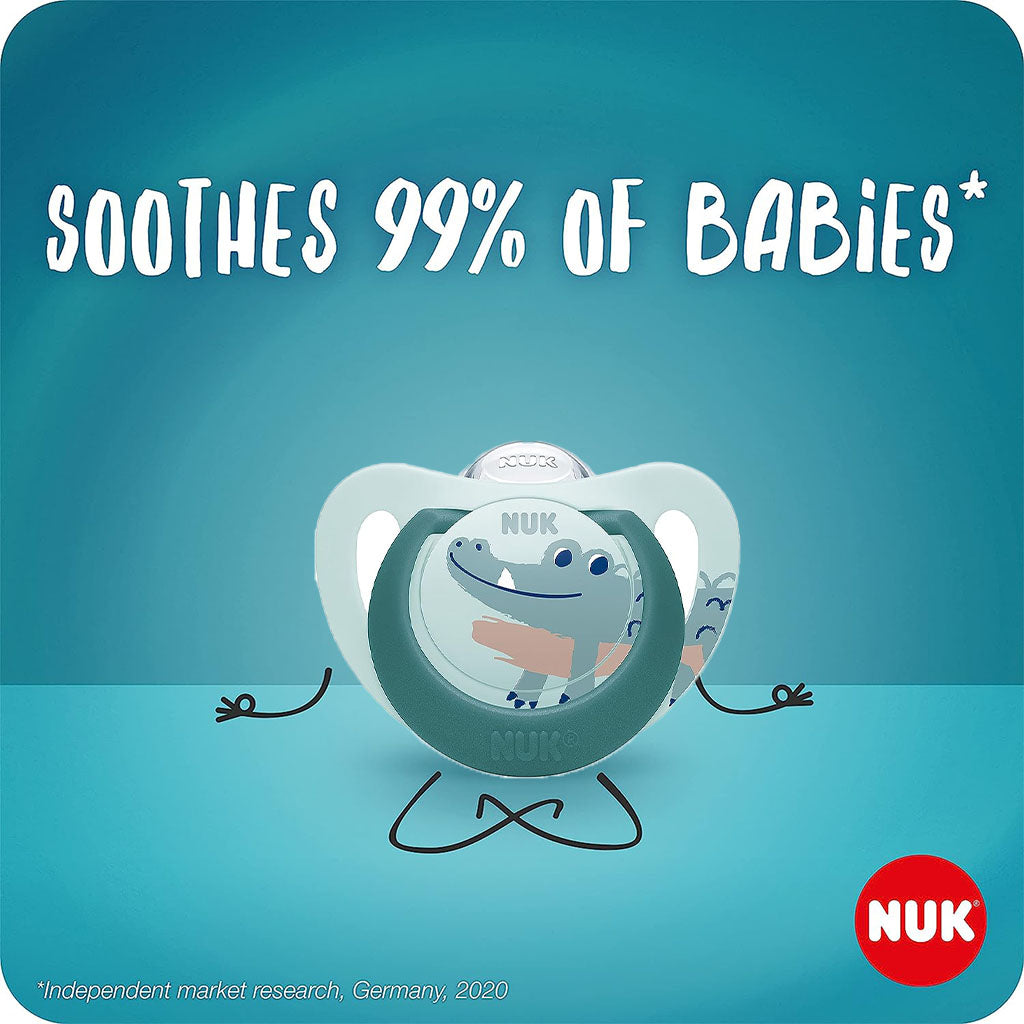 NUK Star Day & Night Silicone Soothers For 6-18 Months Baby, Assorted Pack of 2's - Easy Pharmacy LLC