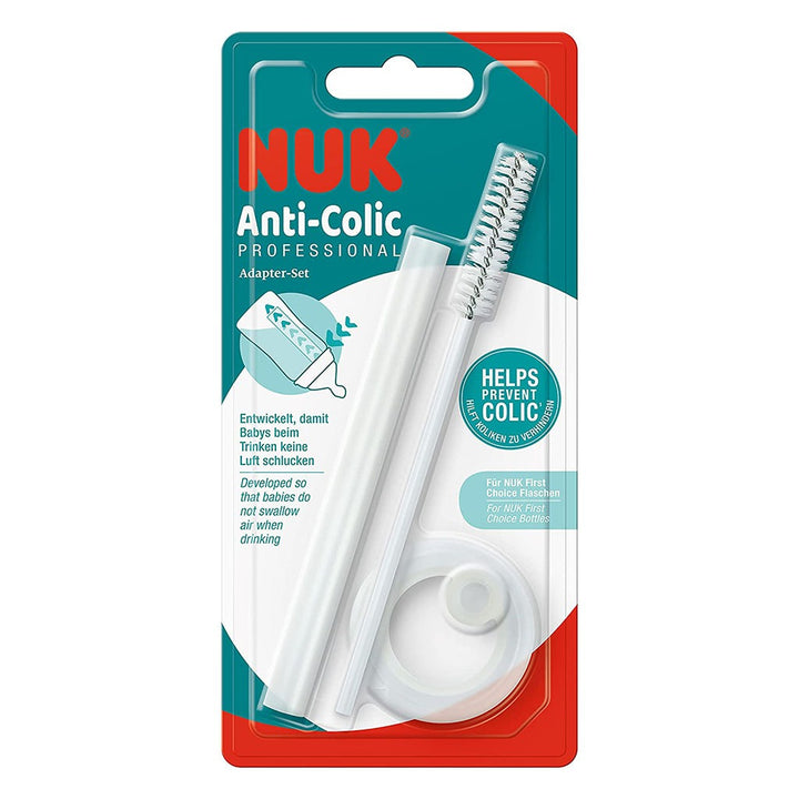 Nuk Anti-Colic Professional Baby Bottle Adapter Set - Tube, Adapter & Cleaning Brush, Pack of 3 Pieces - Easy Pharmacy LLC