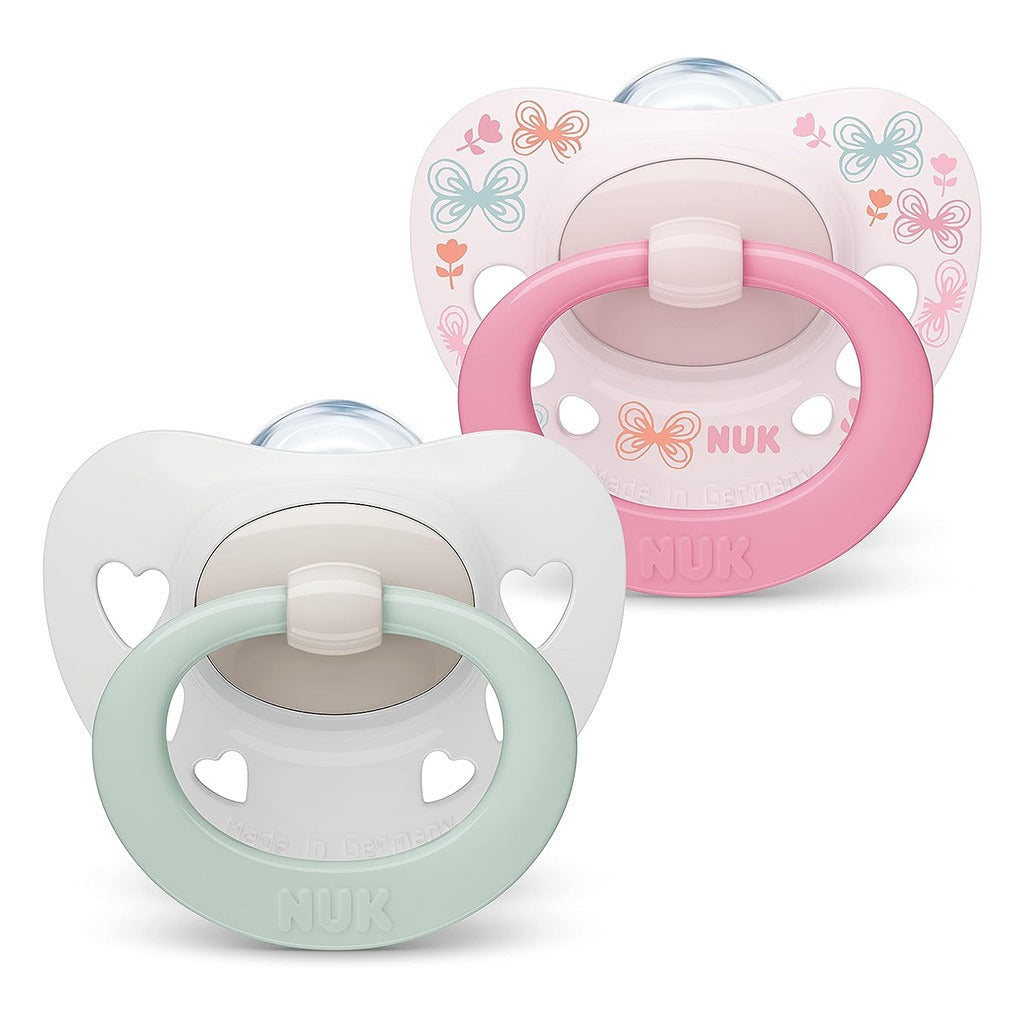 Nuk Signature Silicone Soother For 0-6 Months Baby, Assorted Pack of 2's - Easy Pharmacy LLC