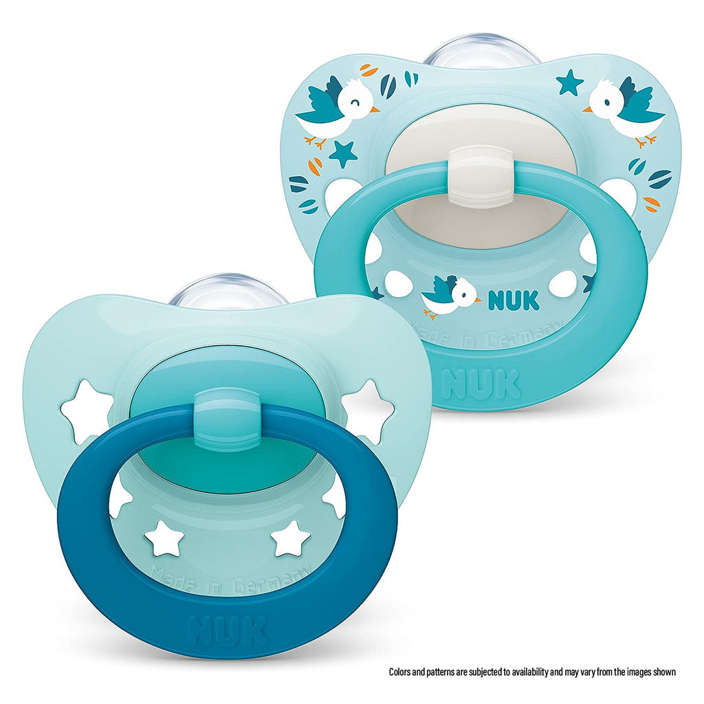 Nuk Signature Silicone Soother For 0-6 Months Baby, Assorted Pack of 2's - Easy Pharmacy LLC