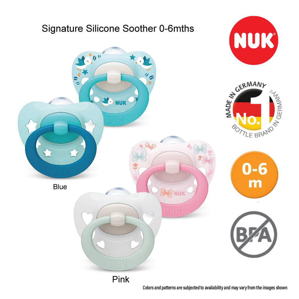 Nuk Signature Silicone Soother For 0-6 Months Baby, Assorted Pack of 2's - Easy Pharmacy LLC