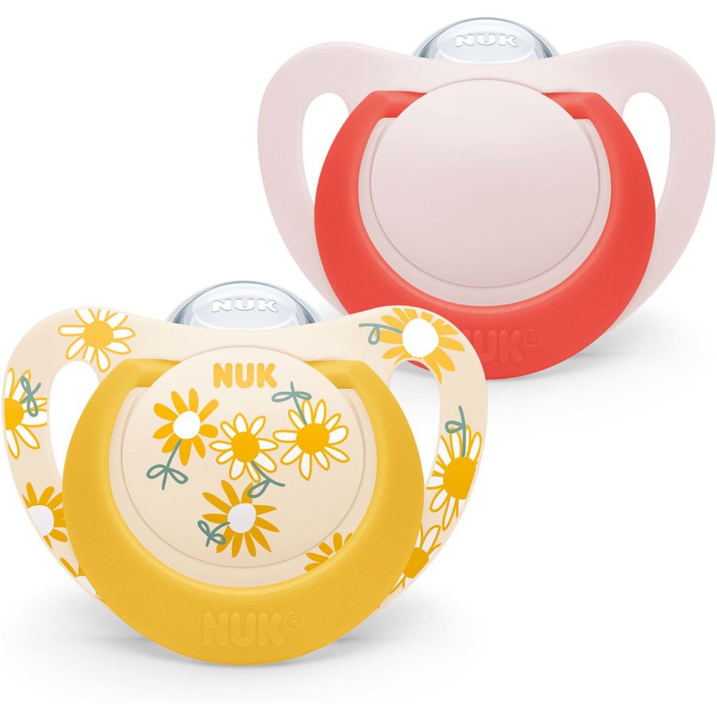 NUK Star Silicone Soother For 6-18 Months Baby, Assorted Pack of 2's - Easy Pharmacy LLC