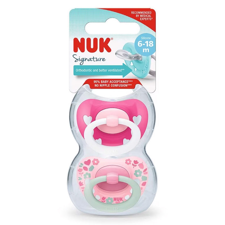 Nuk Signature Silicone Soother For 6-18 Months Baby, Assorted Pack of 2's - Easy Pharmacy LLC