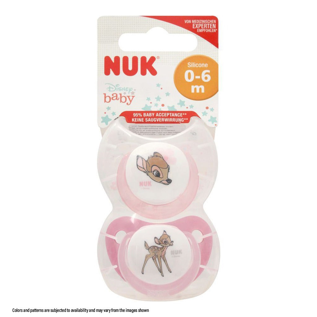 Nuk Disney Bambi Trendline Silicone Soother For 0-6 Months Baby, Assorted Pack of 2's - Easy Pharmacy LLC
