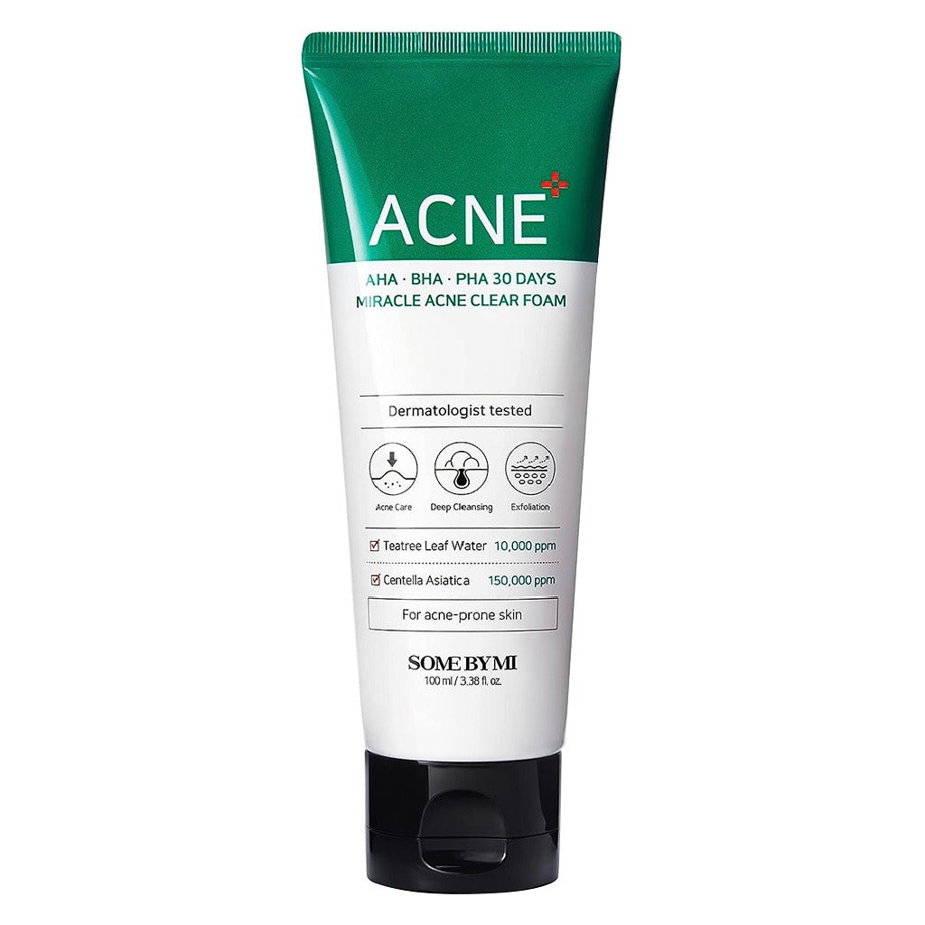 Some By Mi AHA BHA PHA 30 Days Miracle Acne Clear Foam Cleanser For Acne-Prone Skin 100ml - Easy Pharmacy LLC