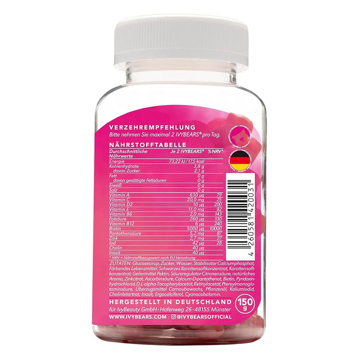 Ivybears Women's Hair Gummies With Biotin, Zinc & Vitamin C, Pack of 60's - Easy Pharmacy LLC