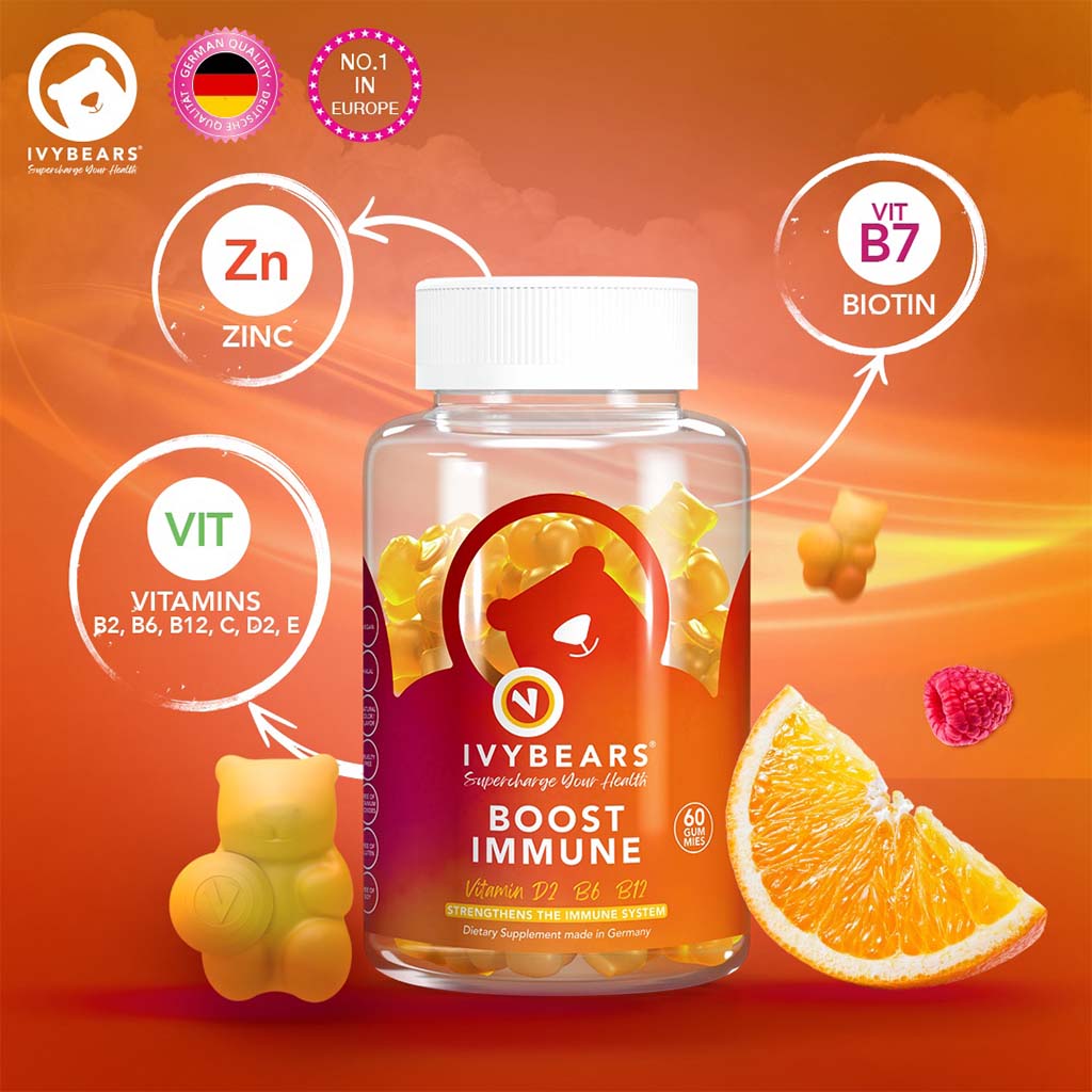 Ivybears Boost Immune Vitamin Gummies With Vitamin D2, B6 & B12, Pack of 60's - Easy Pharmacy LLC