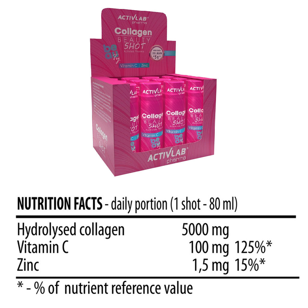 Activlab Pharma Collagen Beauty Ready To Drink Shots With Vitamin C & Zinc For Healthy Skin, Hari & Nails, Pack of 12's*80ml - Easy Pharmacy LLC