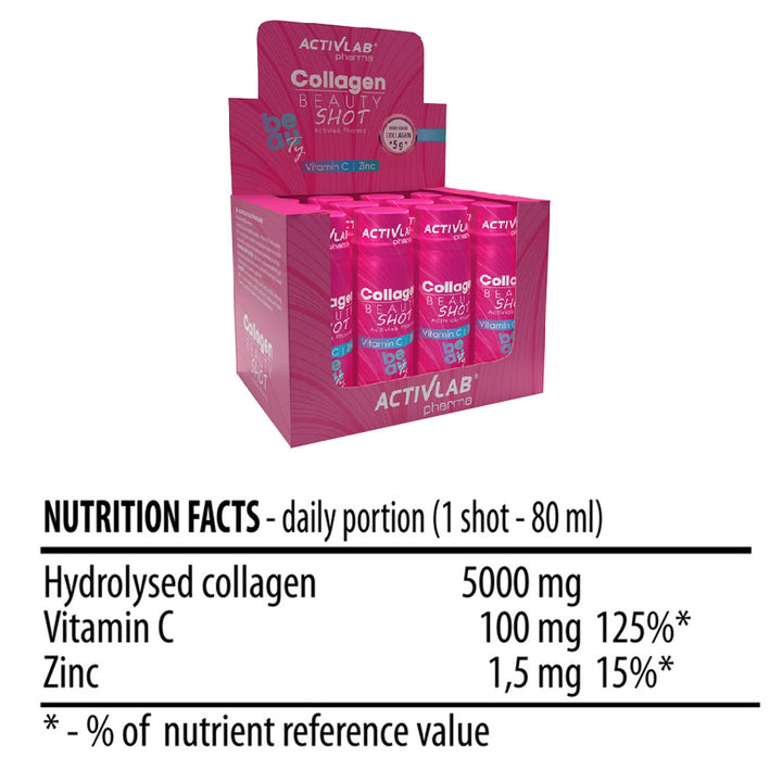 Activlab Pharma Collagen Beauty Ready To Drink Shots With Vitamin C & Zinc For Healthy Skin, Hari & Nails, Pack of 12's*80ml - Easy Pharmacy LLC