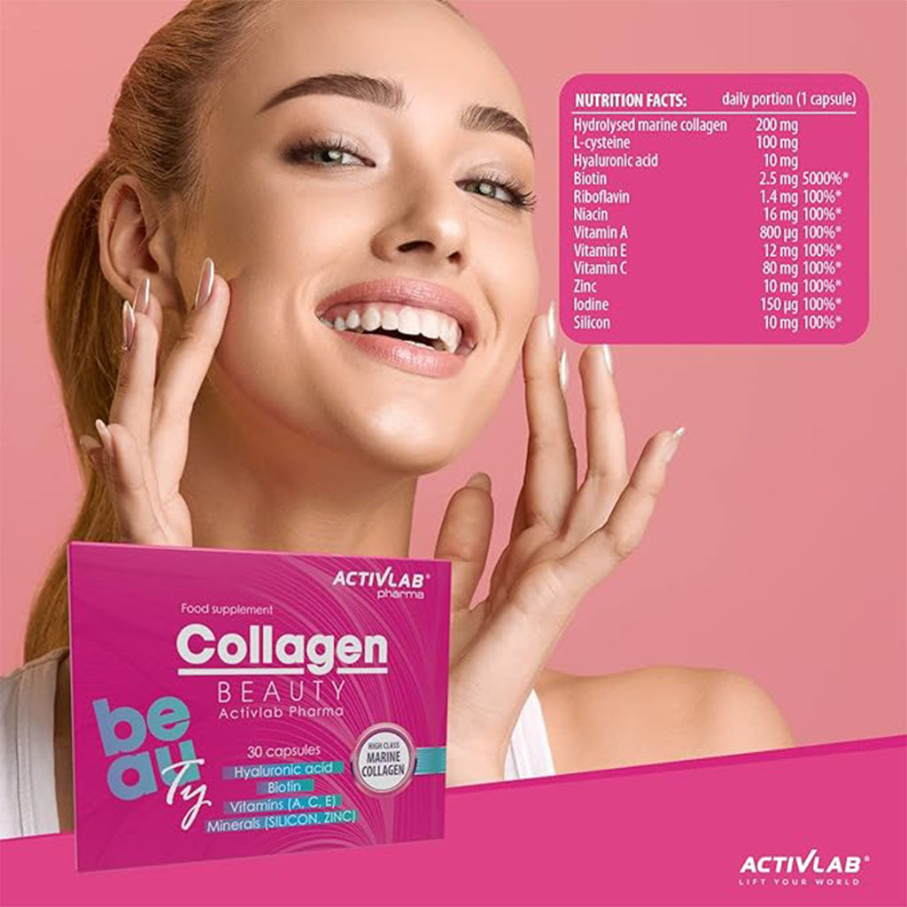 Activlab Pharma Collagen Beauty Capsules With Hyaluronic acid, Biotin, Vitamin & Minerals For Aging Skin, Pack of 30's - Easy Pharmacy LLC